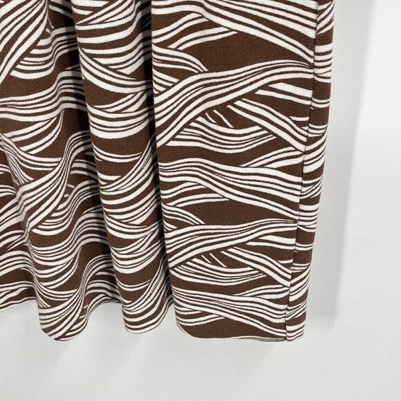 Boden Ellie Ponte Brown White Print Sleeveless Dress Pockets Sz 8 - Picture 2 of 6